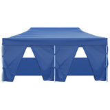 Professional Folding Party Tent with 4 Sidewalls 3x6 m Steel Blue - Side View