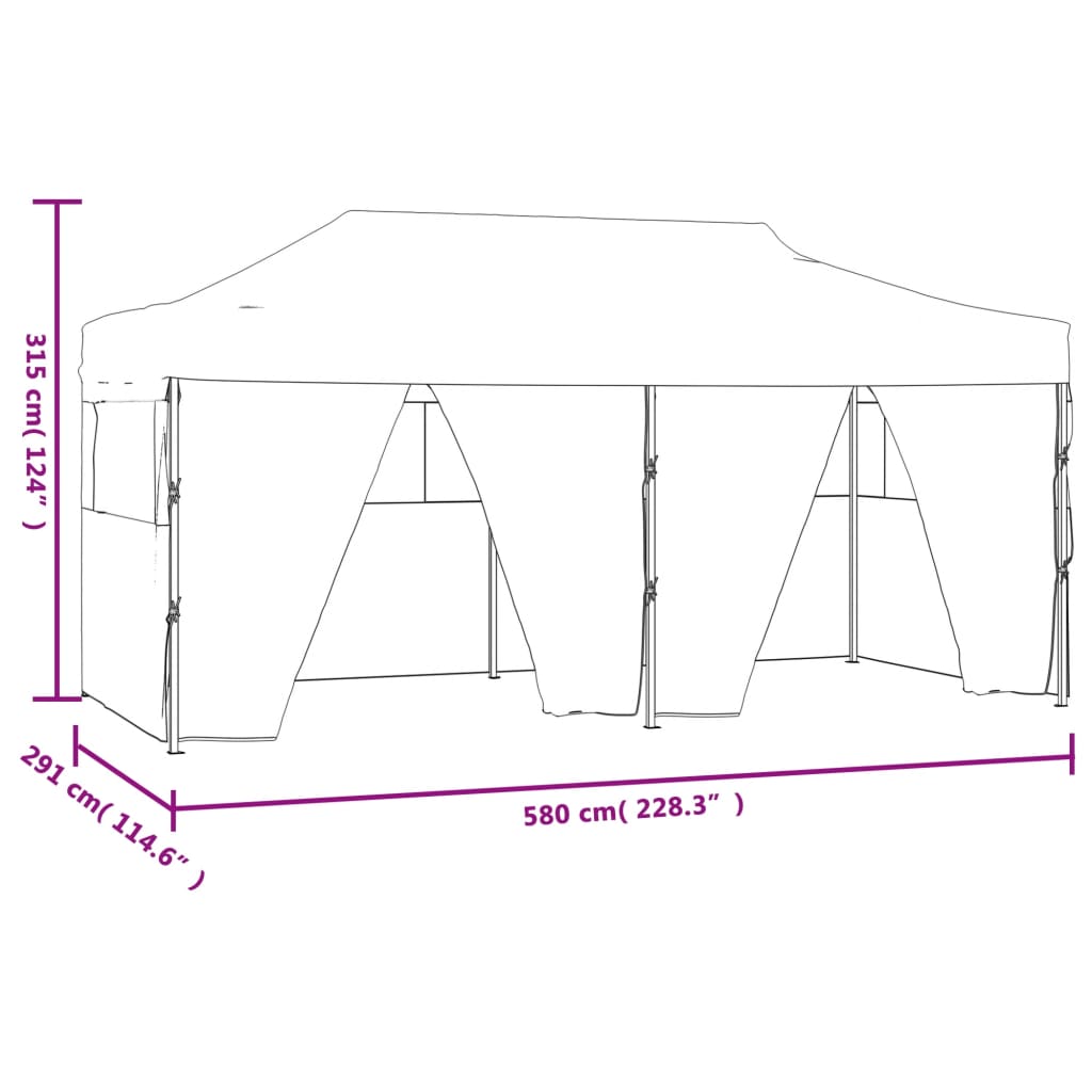 Professional Folding Party Tent with 4 Sidewalls 3x6 m Steel Anthracite