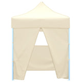Professional Folding Party Tent with 4 Sidewalls 2x2 m Steel Cream - Front View