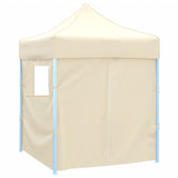 Professional Folding Party Tent with 4 Sidewalls 2x2 m Steel Cream