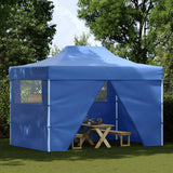 Professional Folding Party Tent with 4 Sidewalls 3x4 m Steel Blue - Front View
