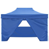 Professional Folding Party Tent with 4 Sidewalls 3x4 m Steel Blue - Top-Down View