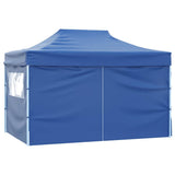 Professional Folding Party Tent with 4 Sidewalls 3x4 m Steel Blue - 45-Degree Angle