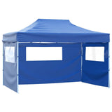 Professional Folding Party Tent with 4 Sidewalls 3x4 m Steel Blue - Rear View