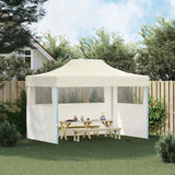 Professional Folding Party Tent with 3 Sidewalls 3x4 m Steel Cream - Side View