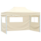 Professional Folding Party Tent with 4 Sidewalls 3x4 m Steel Cream