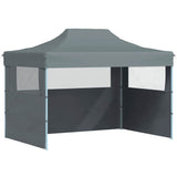 Professional Folding Party Tent with 3 Sidewalls 3x4 m Steel Anthracite - Front View