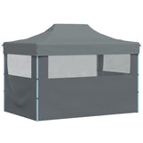 Professional Folding Party Tent with 3 Sidewalls 3x4 m Steel Anthracite - Rear View