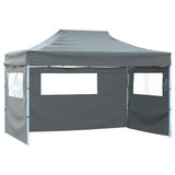 Professional Folding Party Tent with 4 Sidewalls 3x4 m Steel Anthracite - Rear View
