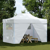 Professional Folding Party Tent with 4 Sidewalls 280x410x315 cm Steel White - Front View