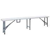 Folding Garden Benches 2 pcs 180 cm HDPE White - Front View