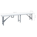 Folding Garden Benches 2 pcs 180 cm HDPE White - Low Angle