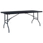 Folding Garden Table Black 180x75x72 cm HDPE Imitation Rattan