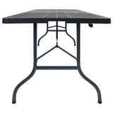 Folding Garden Table Black 180x75x72 cm HDPE Imitation Rattan