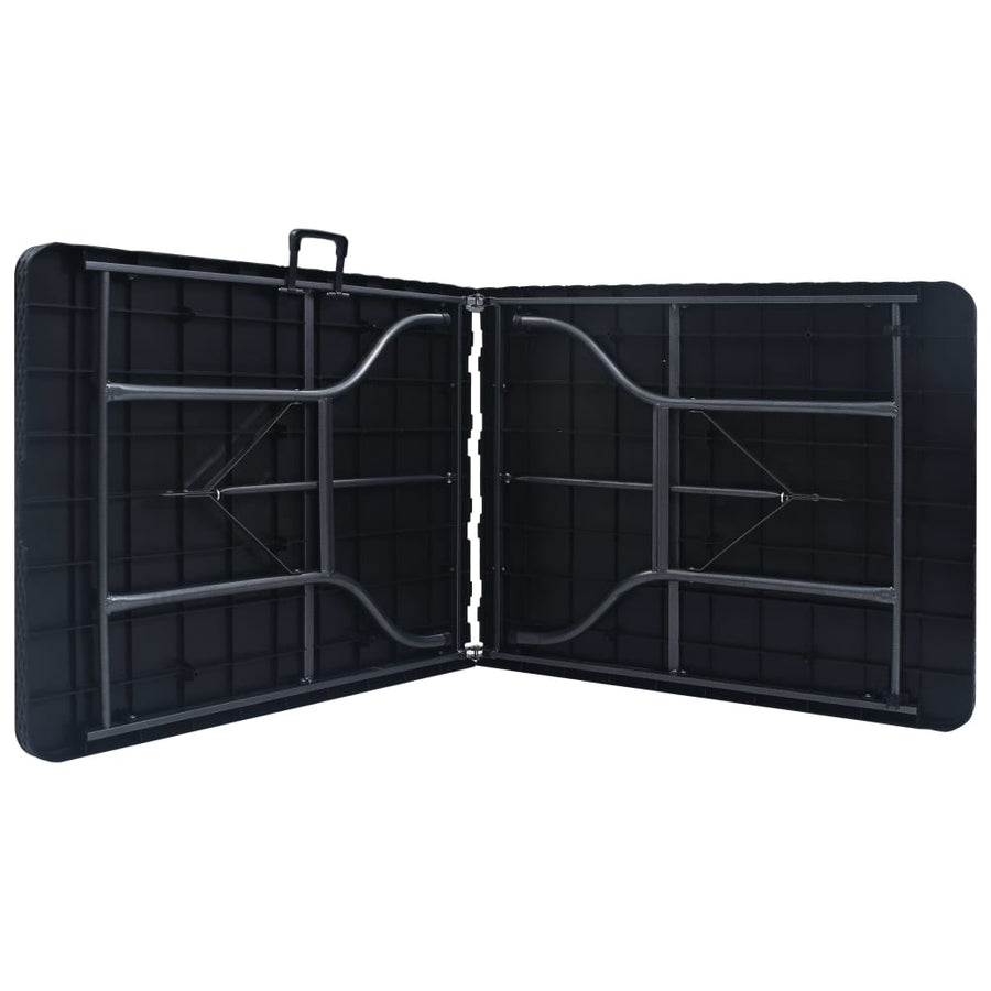 Folding Garden Table Black 180x75x72 cm HDPE Imitation Rattan