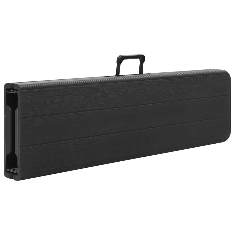 Folding Garden Benches 2 pcs 180 cm HDPE Black