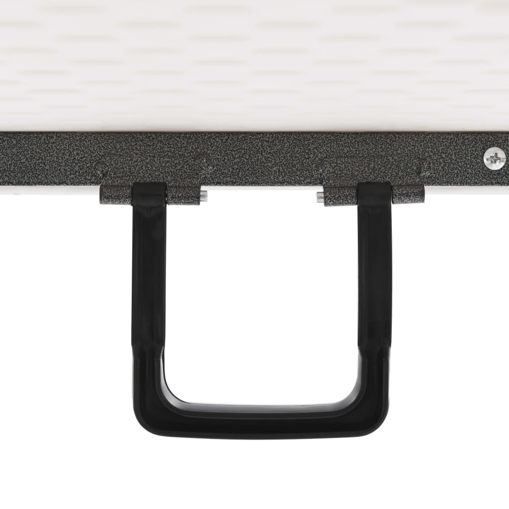 Folding Garden Table with 2 Benches 180 cm Steel and HDPE White