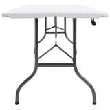 Folding Garden Table with 2 Benches 180 cm Steel and HDPE White