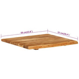 Bathroom Vanity Top Solid Acacia Wood 58x52x2.5 cm - Close-Up Angle