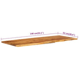 Bathroom Vanity Top Solid Acacia Wood 140x52x2.5 cm - Close-Up Angle