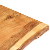Table Top Solid Acacia Wood 100x(50-60)x2.5 cm - Side View