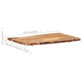 Table Top Solid Acacia Wood 100x(50-60)x3.8 cm - Top-Down View