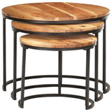 Nesting Tables 3 pcs Solid Wood Acacia - Front View