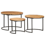 Nesting Tables 3 pcs Solid Wood Acacia - Side View