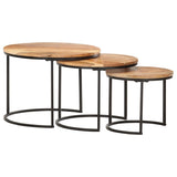 Nesting Tables 3 pcs Solid Wood Acacia - Close-Up Angle