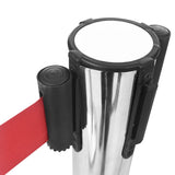 Stanchion with Belt Airport Barrier Stainless Steel Silver - Side View