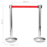 Stanchion with Belt Airport Barrier Stainless Steel Silver - 45-Degree Angle
