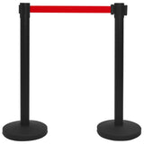 Stanchion with Belt Airport Barrier Steel Black - Front View