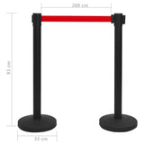 Stanchion with Belt Airport Barrier Steel Black - 45-Degree Angle