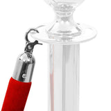 Stanchion Stand Rope Red and Silver Velvet - Top-Down View