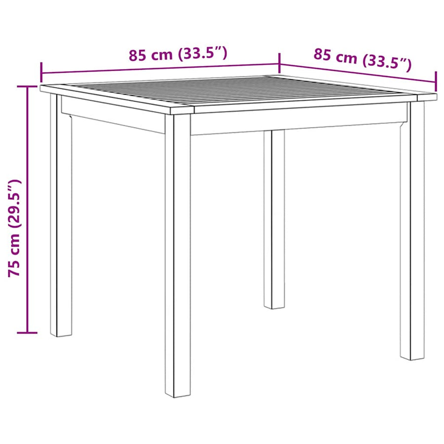 Garden Table 85x85x74 cm Solid Acacia Wood