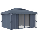 Gazebo with Curtain 4x3 m Anthracite