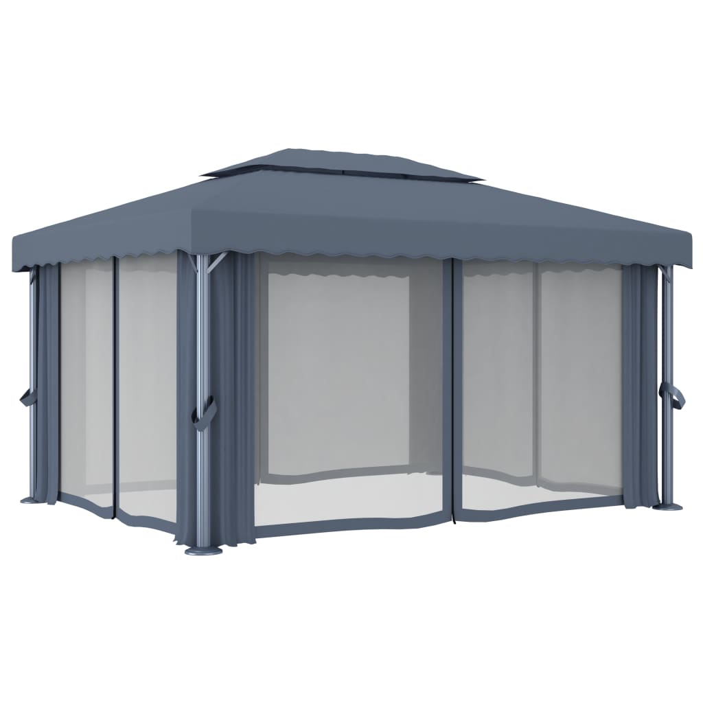 Gazebo with Curtain 4x3 m Anthracite