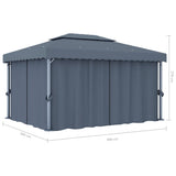 Gazebo with Curtain 4x3 m Anthracite