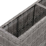 Garden Raised Bed with 2 Pots 90x20x40 cm Poly Rattan Grey - Rear View