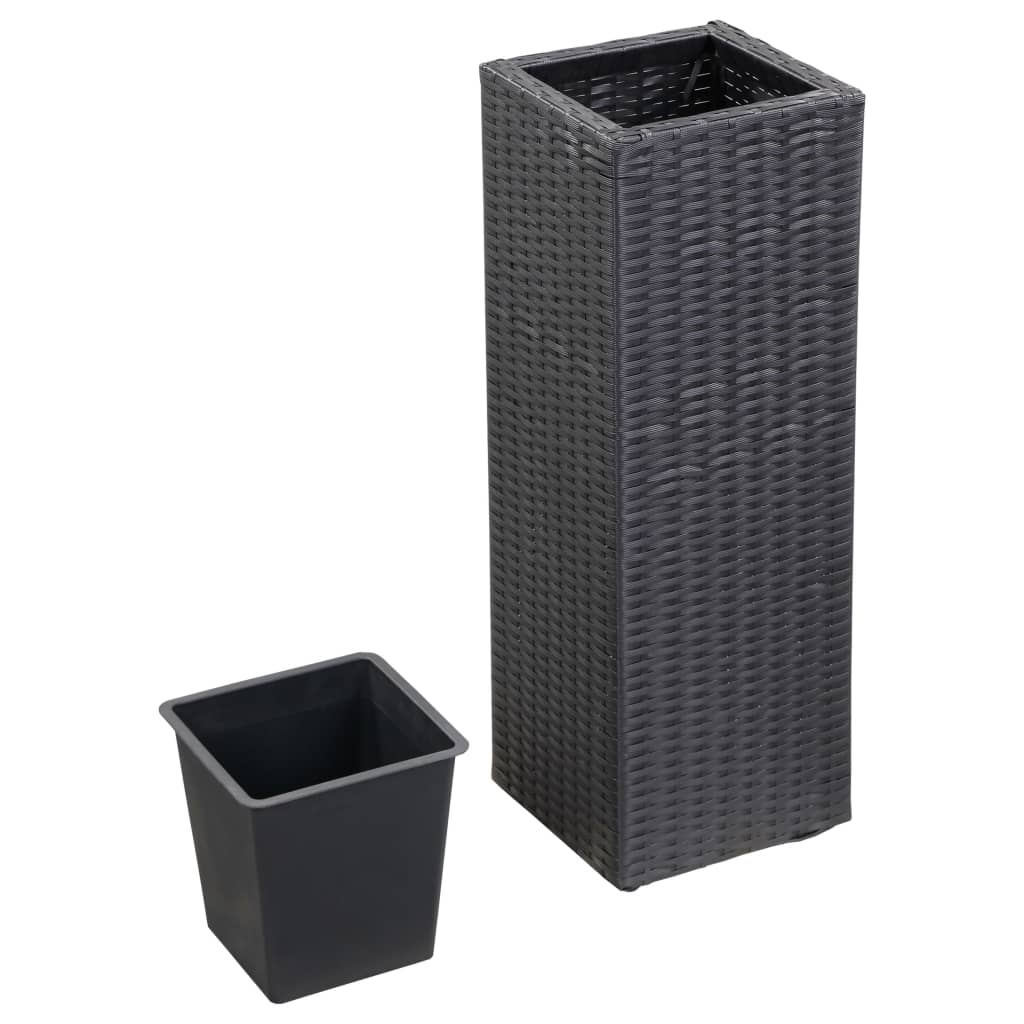 Garden Raised Bed 28x28x80 cm Poly Rattan Black