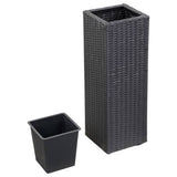 Garden Raised Bed 28x28x80 cm Poly Rattan Black