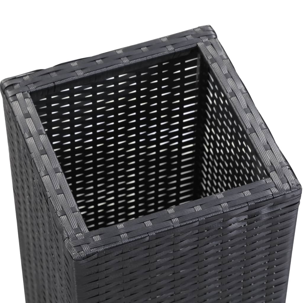 Garden Raised Bed 28x28x80 cm Poly Rattan Black
