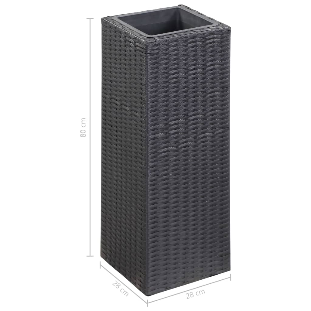 Garden Raised Bed 28x28x80 cm Poly Rattan Black