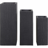Garden Raised Beds 3 pcs Poly Rattan Black