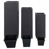 Garden Raised Beds 3 pcs Poly Rattan Black