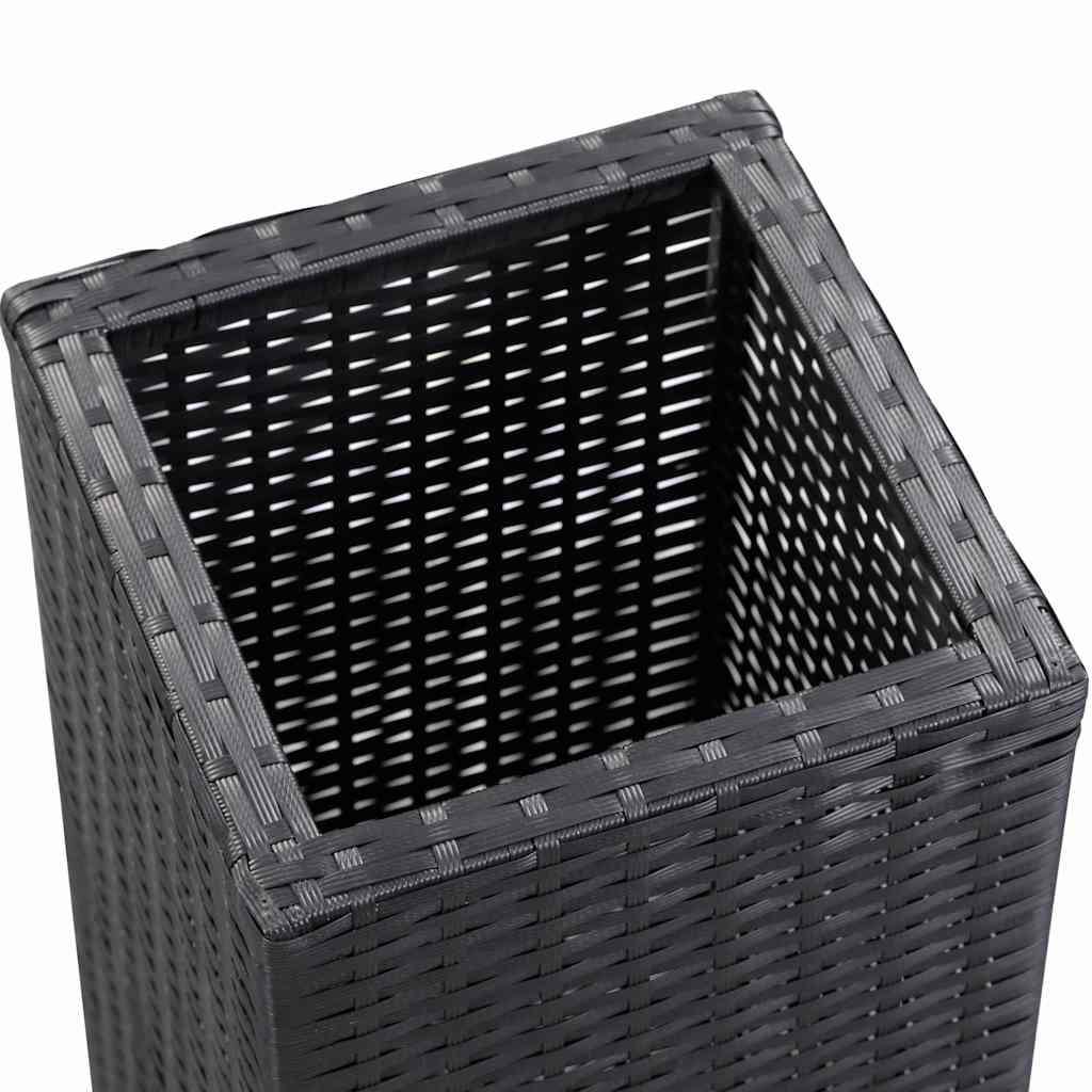 Garden Raised Beds 3 pcs Poly Rattan Black