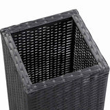 Garden Raised Beds 3 pcs Poly Rattan Black - Low Angle
