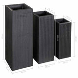 Garden Raised Beds 3 pcs Poly Rattan Black