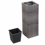 Garden Raised Beds 3 pcs Poly Rattan Grey