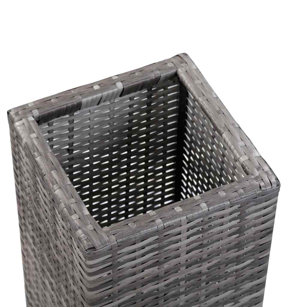 Garden Raised Beds 3 pcs Poly Rattan Grey